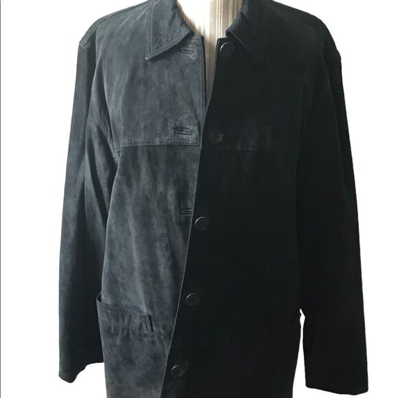 Sr Johns Bay size medium lined black suede jacket excellent condition - Picture 2 of 4